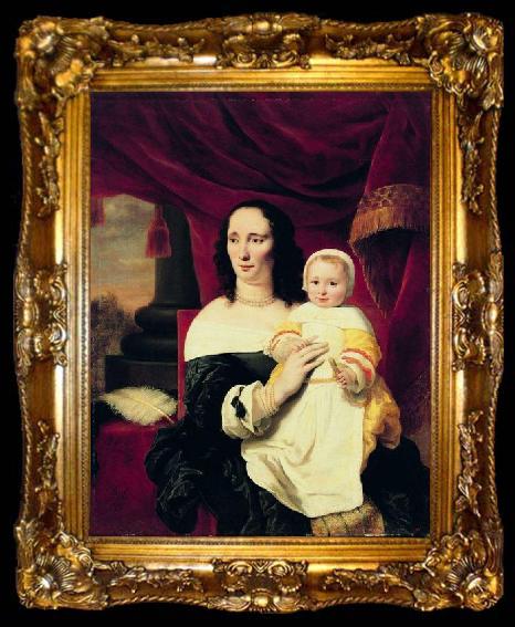 framed  Ferdinand bol Portrait of Johana de Geer-Trip with daughter., ta009-2